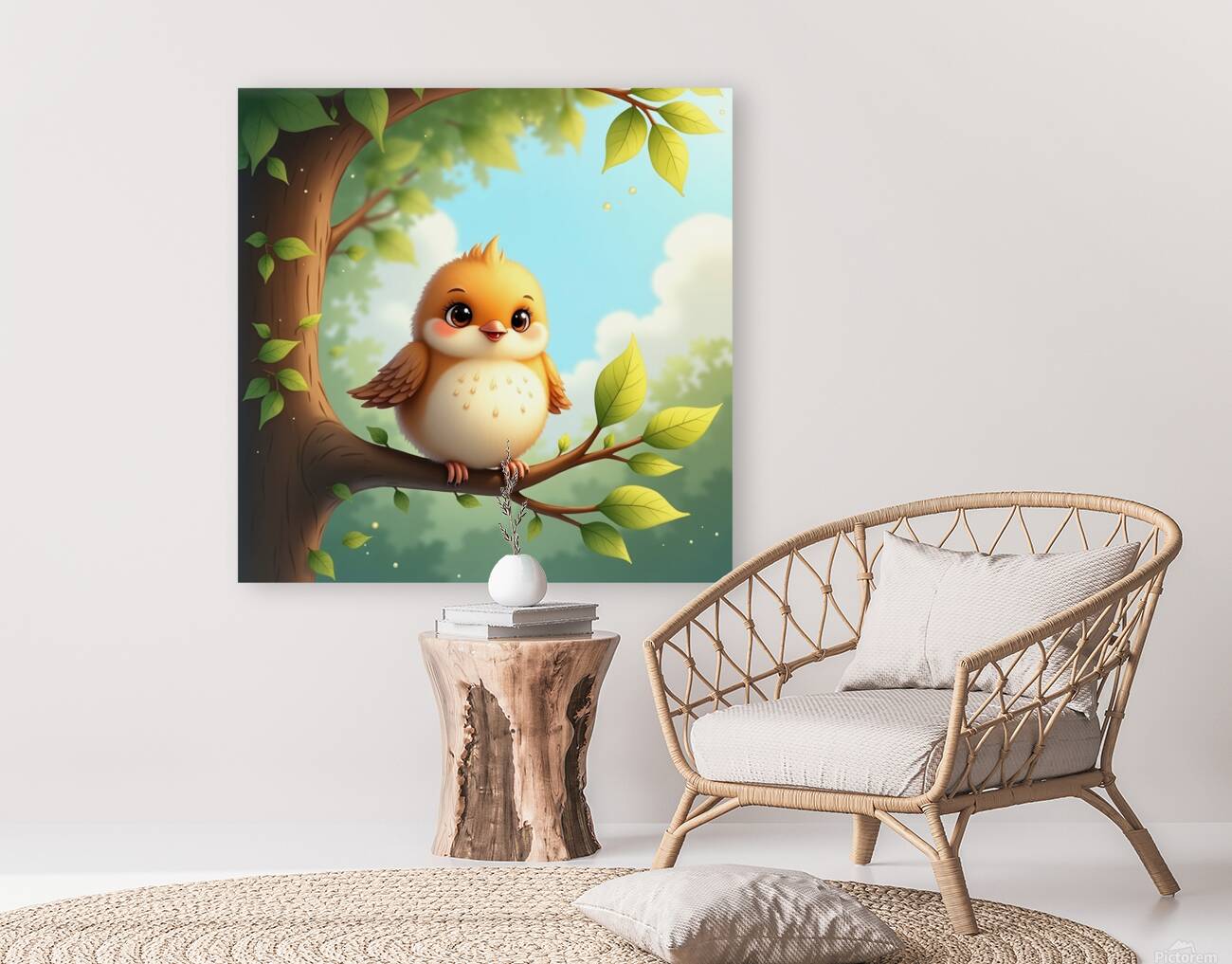 Flux Dev Draw a cute little bird with soft feathe Reproduction