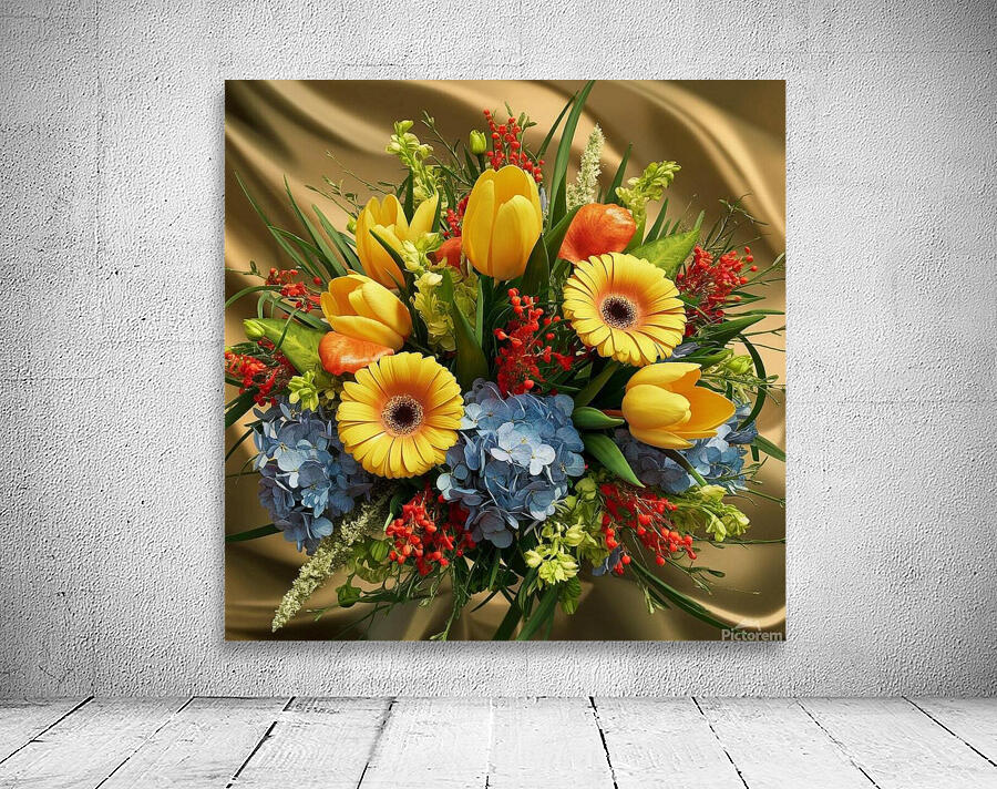 Bright yellow tulips and Gerbera Wall Preview