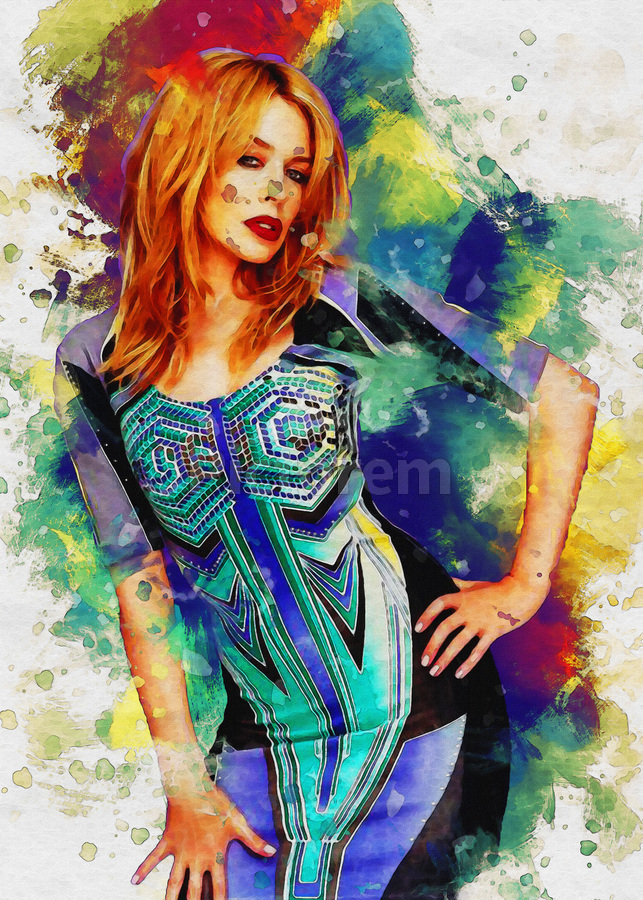 Kylie Minogue Portrait Smudge by Gunawan Rb Wall Art