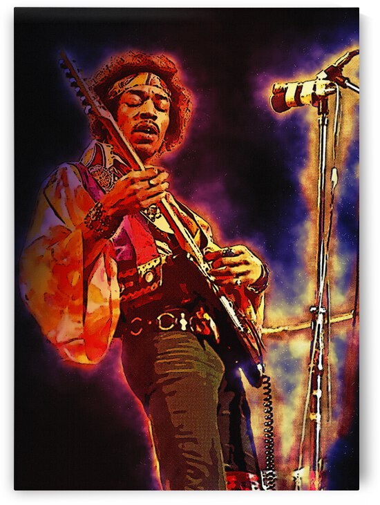 Spirit of Jimi Hendrix in Concert by Gunawan Rb Wall Art