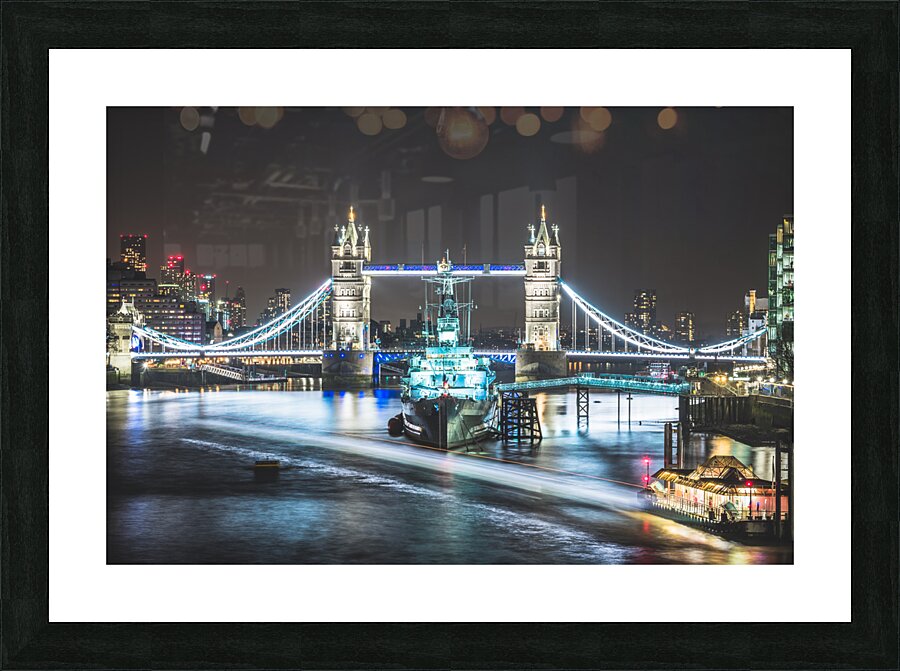 Thames boat trails Picture Frame print