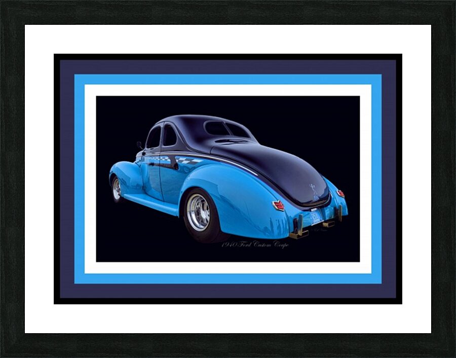 1940 Ford Custom Coupe - HDR - Triple  Matted Picture Frame print