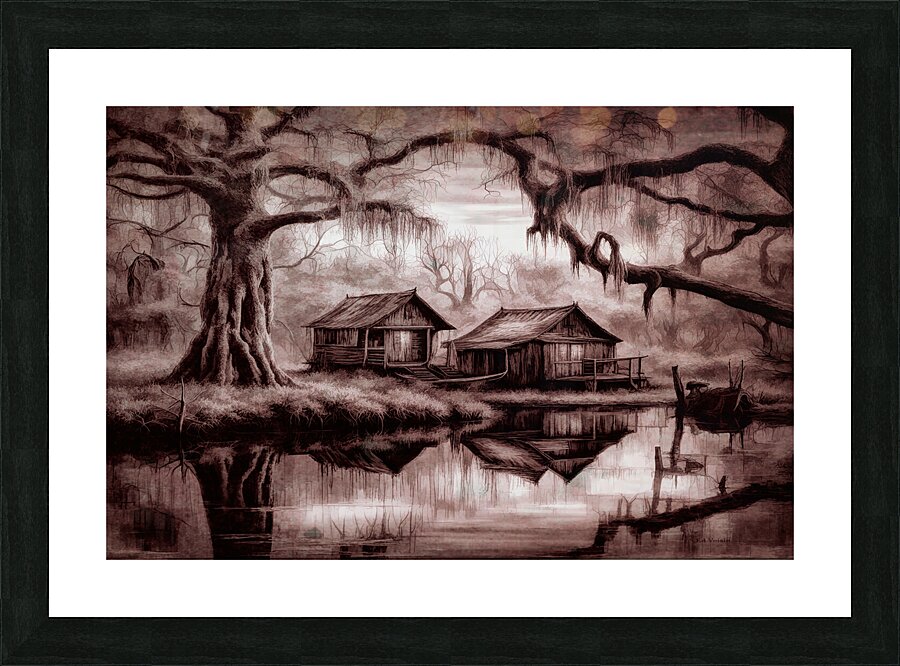 EVIL LIVES HERE.  WIDESCREEN SEPIA  Picture Frame print