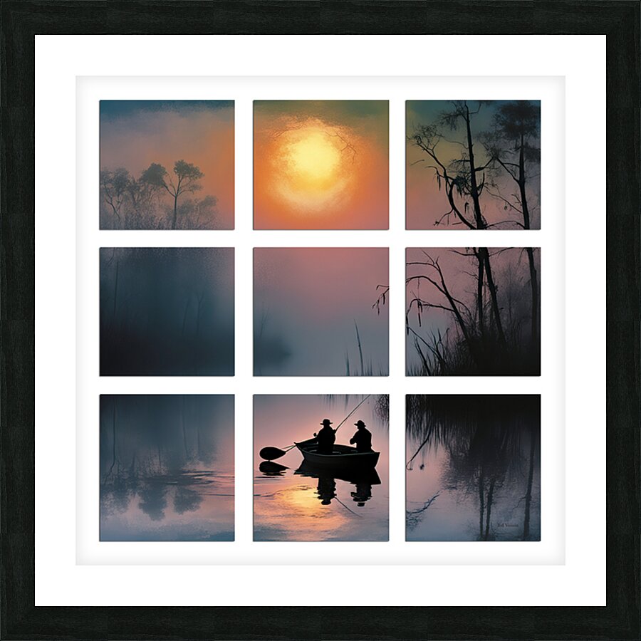 BLURRED MOON    9 PANEL WINDOW FRAMED Picture Frame print