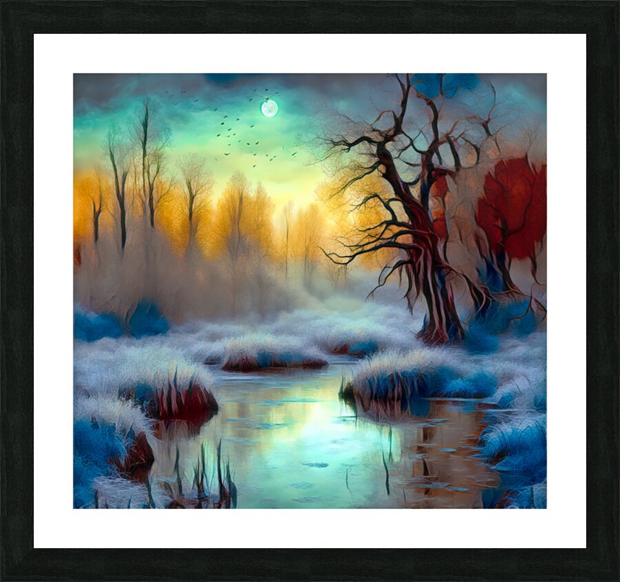 WINTER MARSH......VELVET ABSTRACT Picture Frame print
