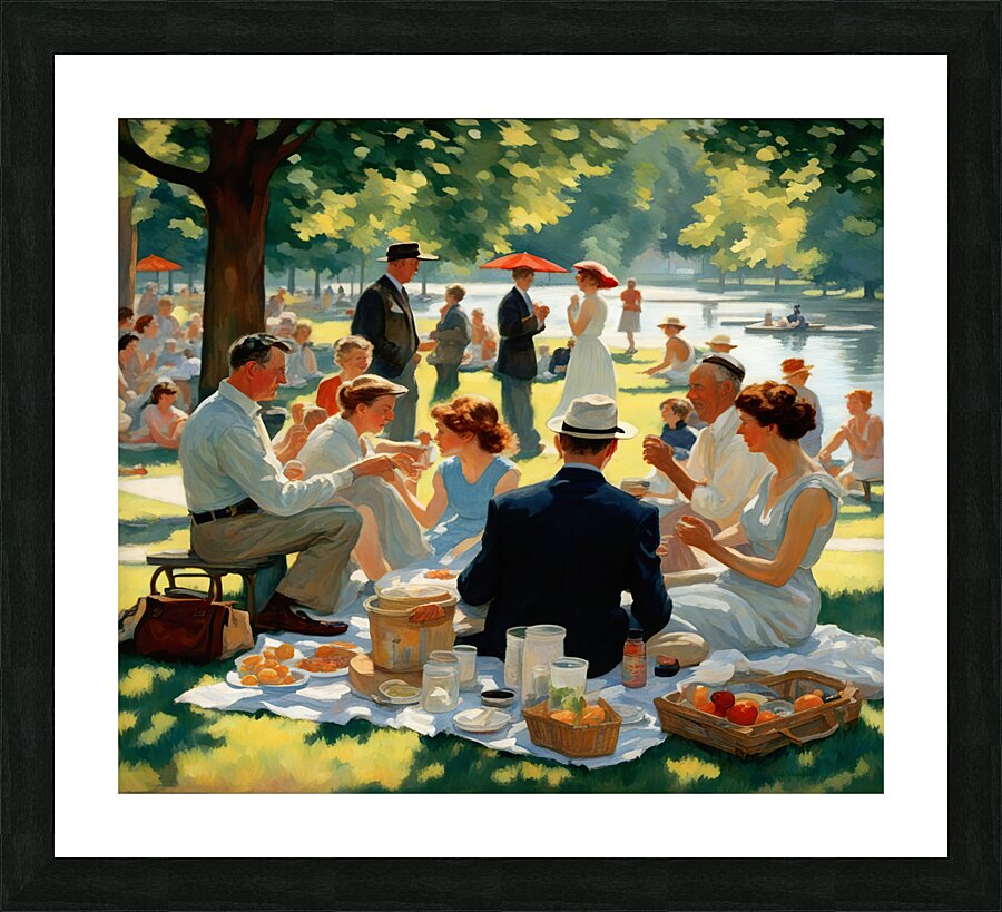 PICNIC AT THE LAKE Picture Frame print