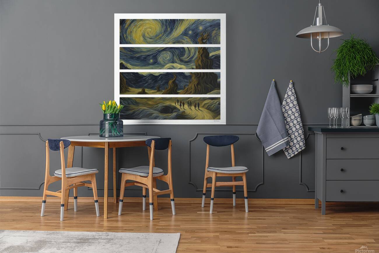 GOGHING DOWN THE ROAD 4 PANEL PANO Reproduction