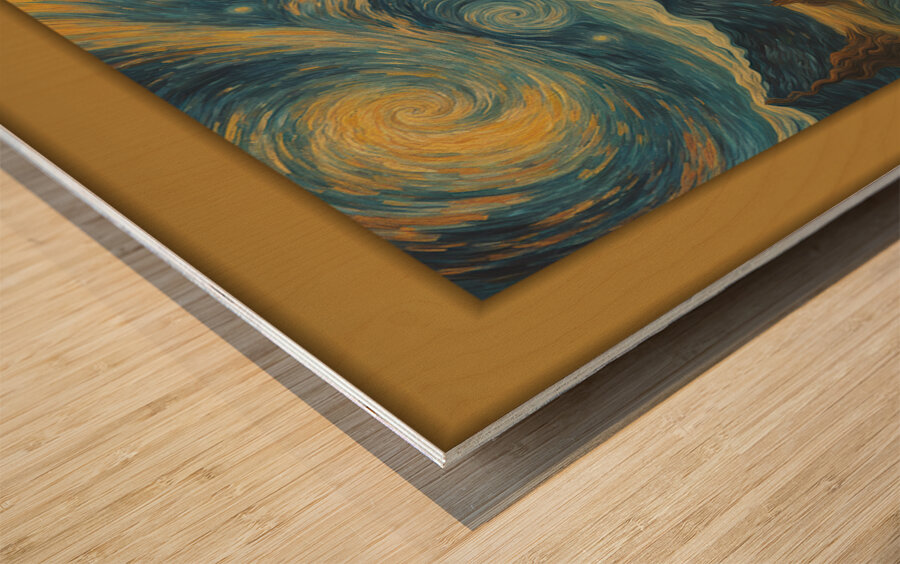 GOGHING DOWN THE ROAD GOLD Wood print