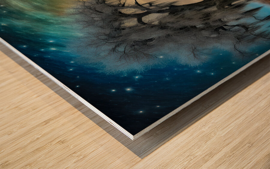 MOON & STARS Wood print