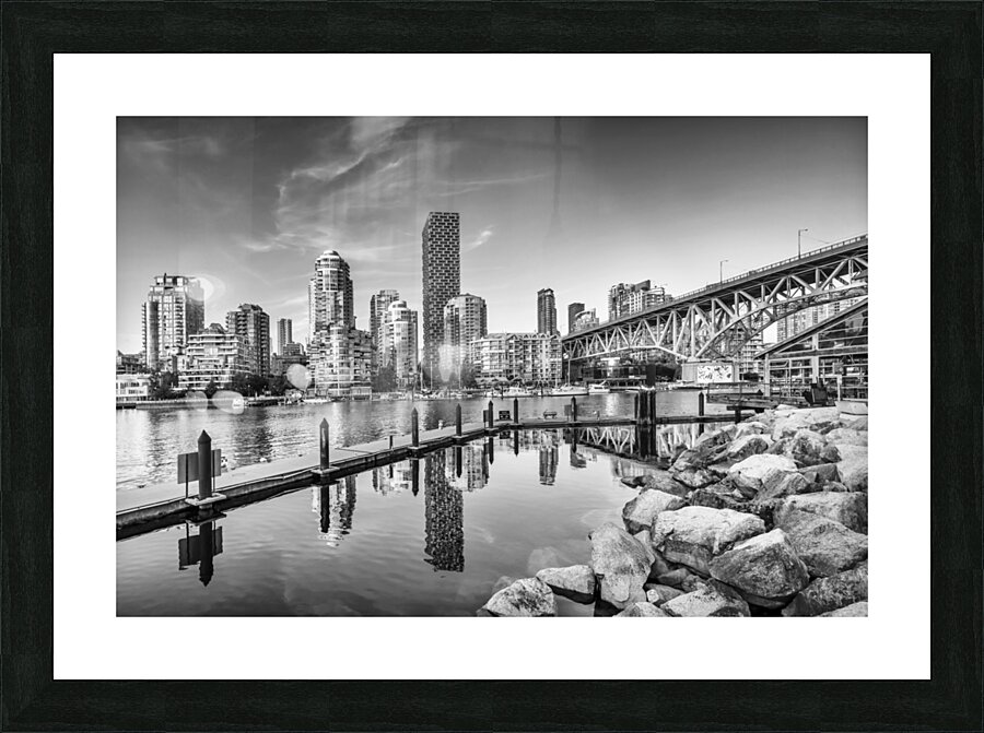 Vancouver impression of Granville Island | Monochrome Picture Frame print