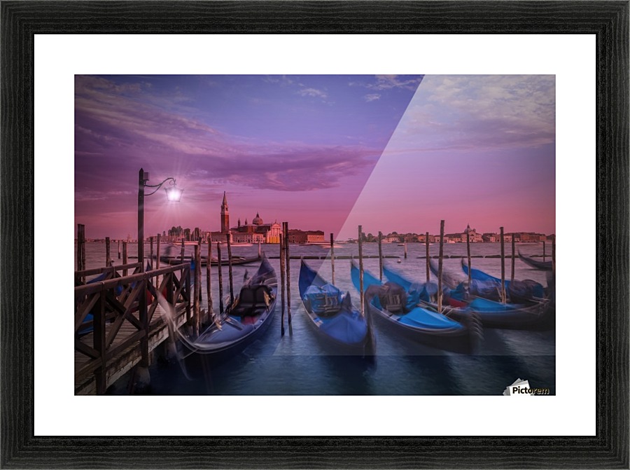 VENICE Gondolas at Sunset Picture Frame print