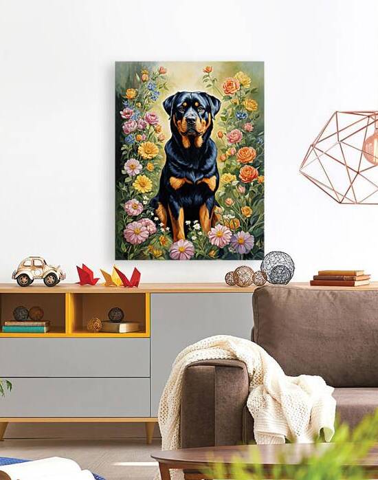 Rottie Art    Summer Garden by Lumina Dream Studio
