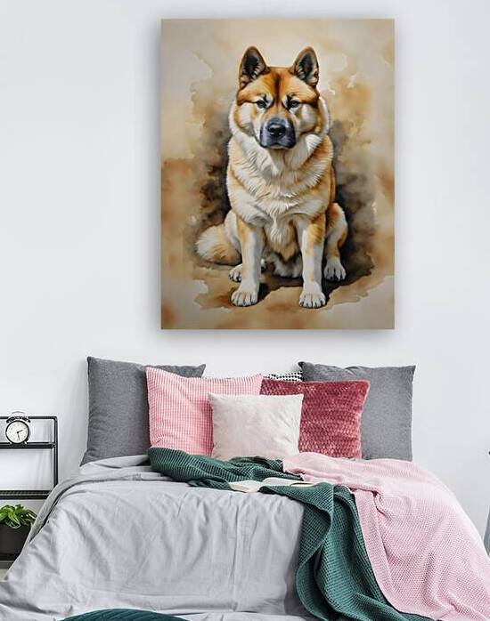 akita dog water color art portrait by Lumina Dream Studio