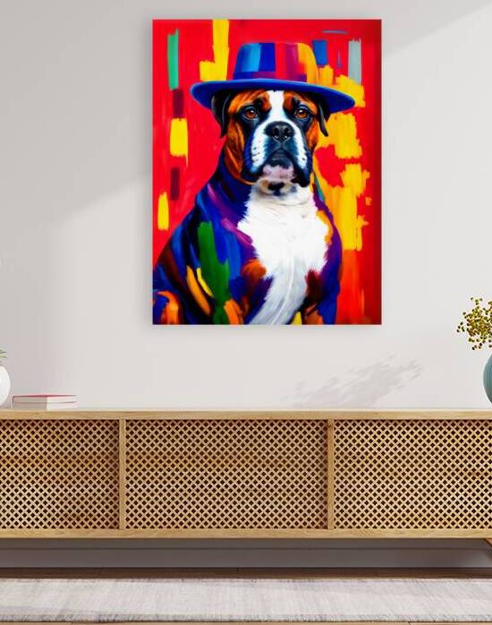 boxer dog pop art wall portrait by Lumina Dream Studio