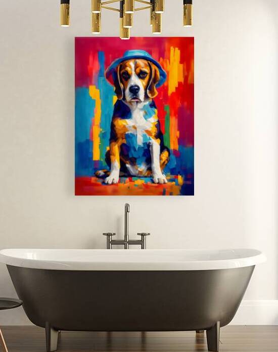 beagle dog pop art wall portrait by Lumina Dream Studio