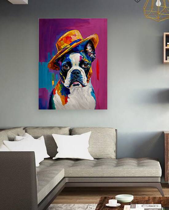 boston terrier pop art wall portrait by Lumina Dream Studio