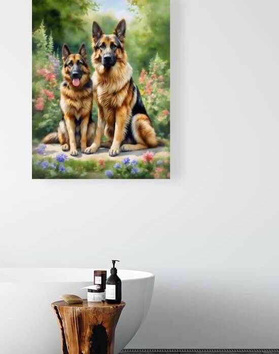 german shepherd pair wall painting by Lumina Dream Studio