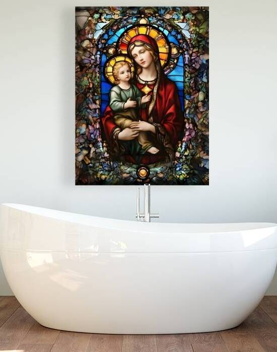 christian artwork church window Mary and Jesus by Lumina Dream Studio