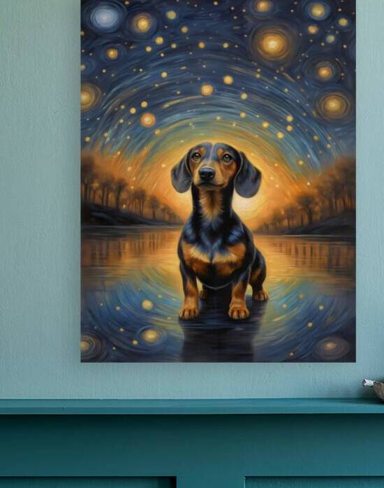 dachshund wall painting portrait by Lumina Dream Studio