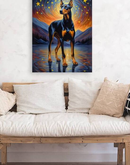 doberman wall artwork portrait by Lumina Dream Studio
