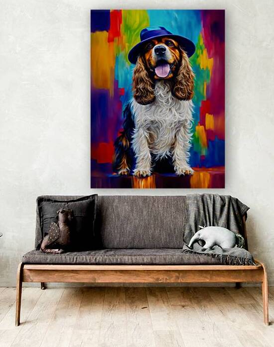 springer spaniel pop art style wall portrait by Lumina Dream Studio