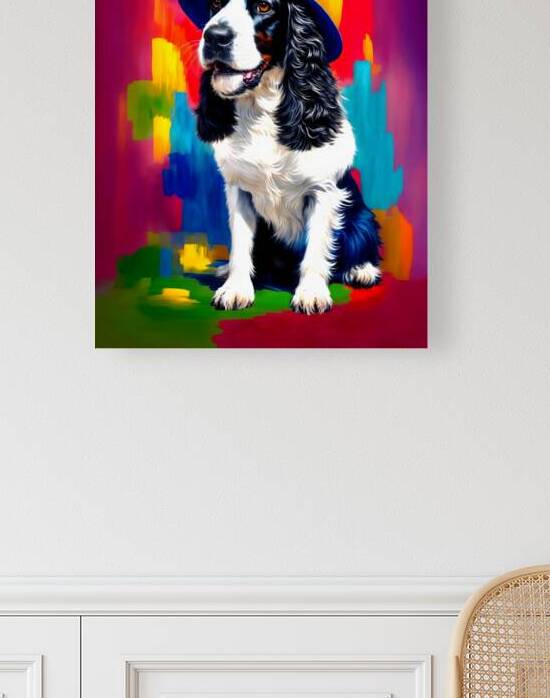 springer spaniel pop art wall portrait by Lumina Dream Studio