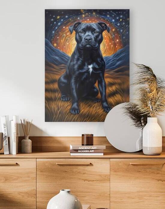 staffy staffordshire bull terrier dog wall art by Lumina Dream Studio