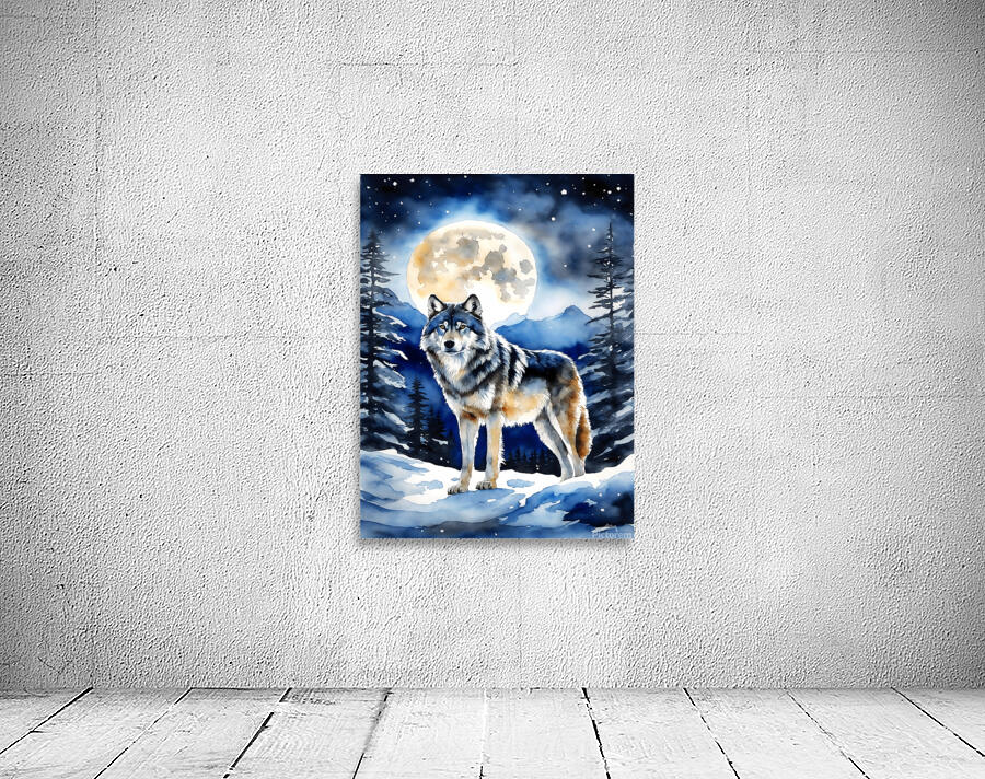 wolf art night portrait Wall Preview