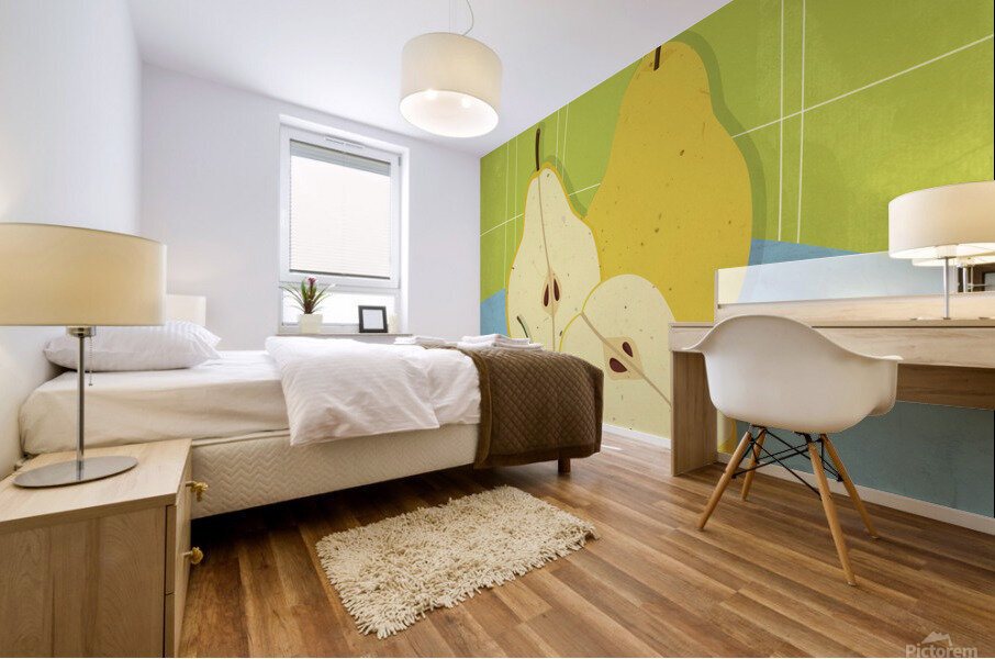 Three Pears Two Cherries Mural print