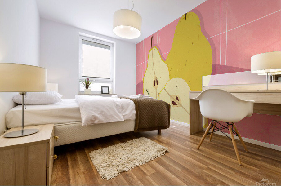 Pears on Pink Mural print