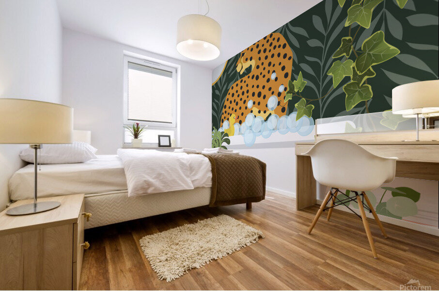 Cheetah Bathing Mural print