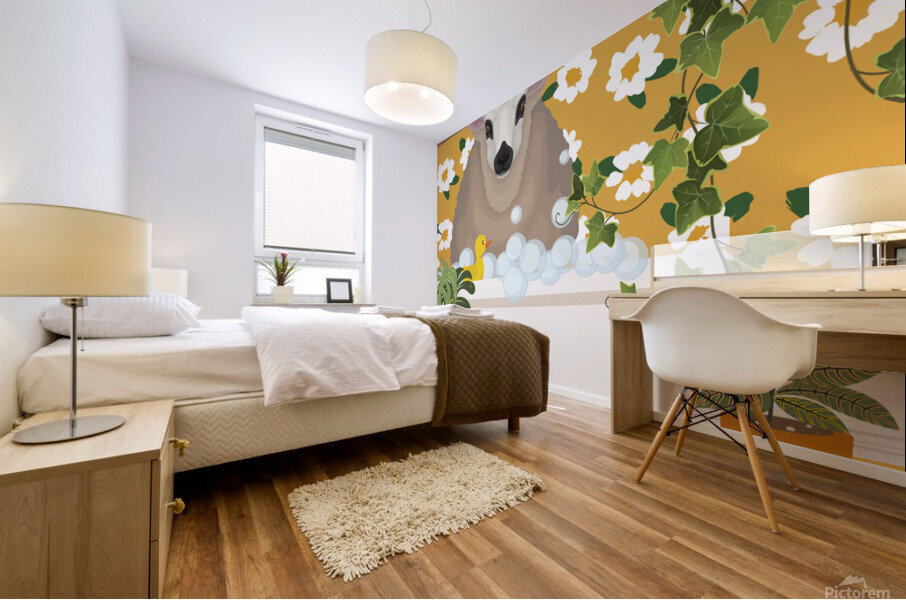 Sheep Taking a Bath Mural print