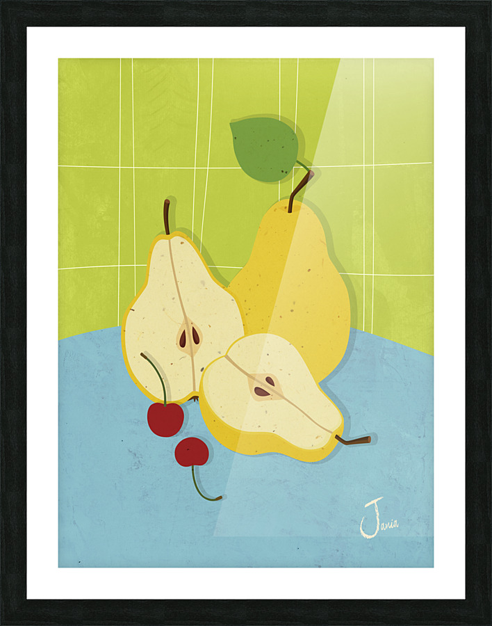 Three Pears Two Cherries Picture Frame print