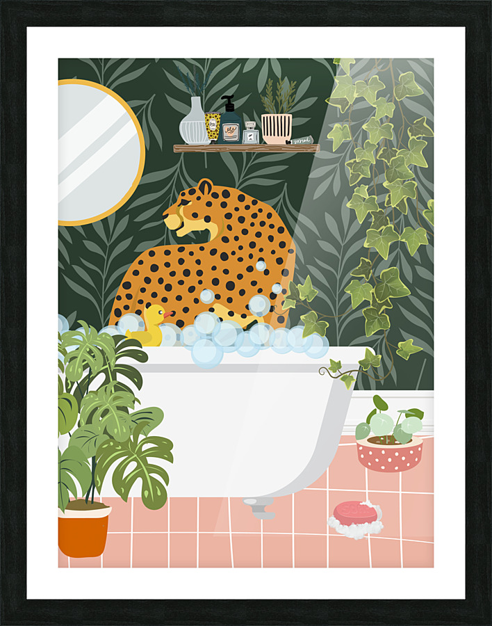 Cheetah Bathing Picture Frame print