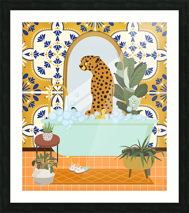 Cheetah Taking a Bubble Bath Picture Frame print