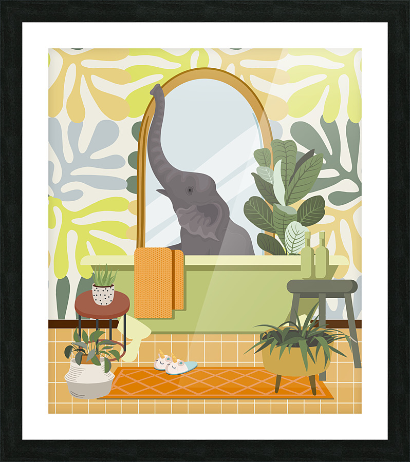 Elephant Bathing Picture Frame print