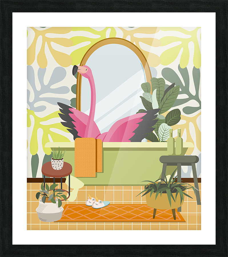 Flamingo Bathing Picture Frame print