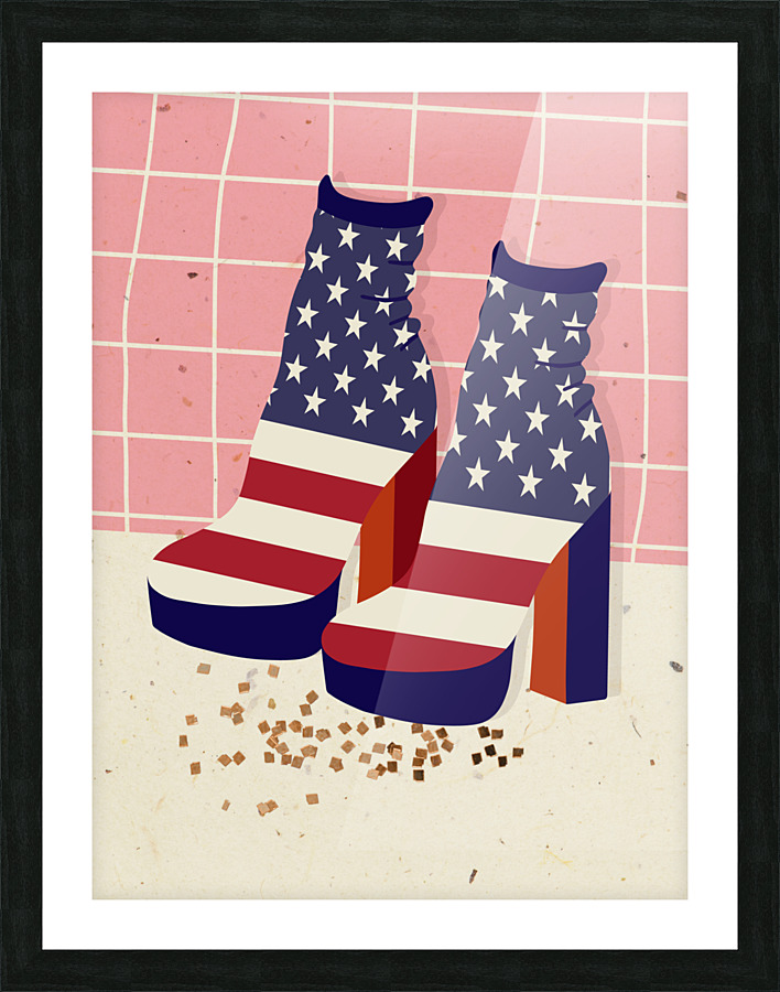 US Flag Disco Boots Picture Frame print