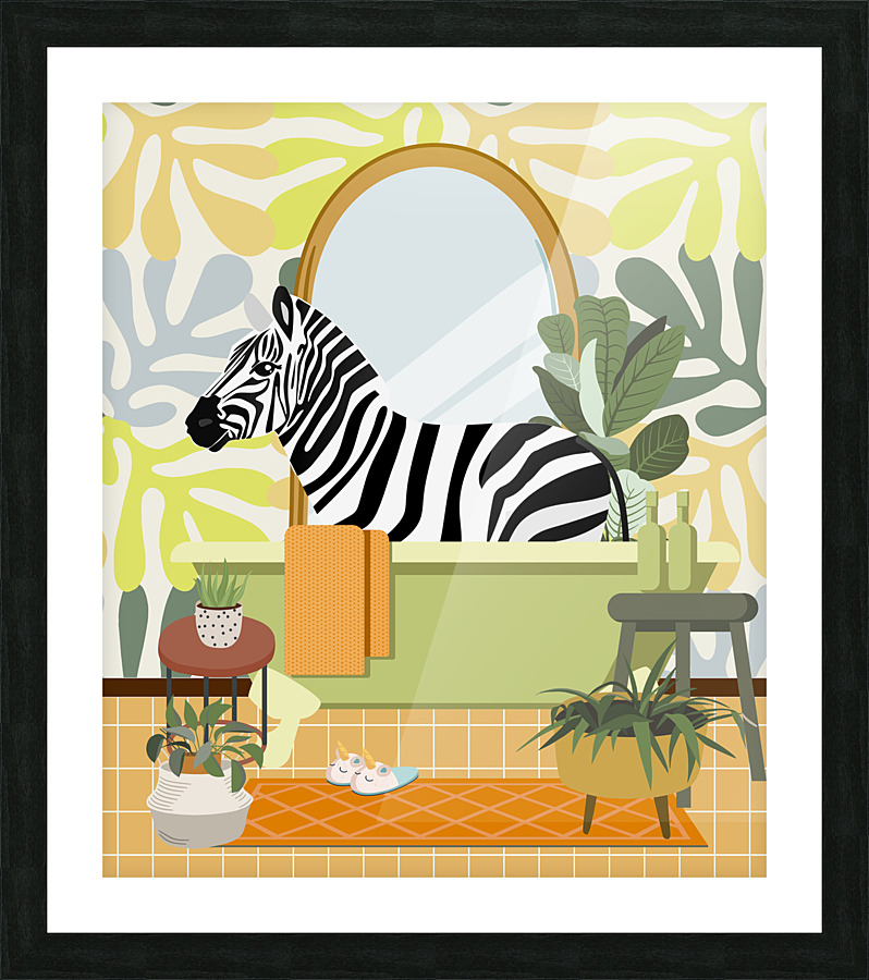 Zebra Bathing Picture Frame print