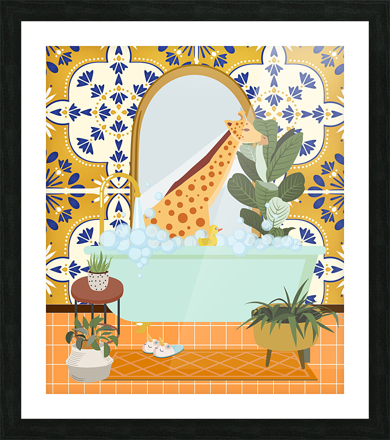 Giraffe in Moroccan Bathroom Picture Frame print
