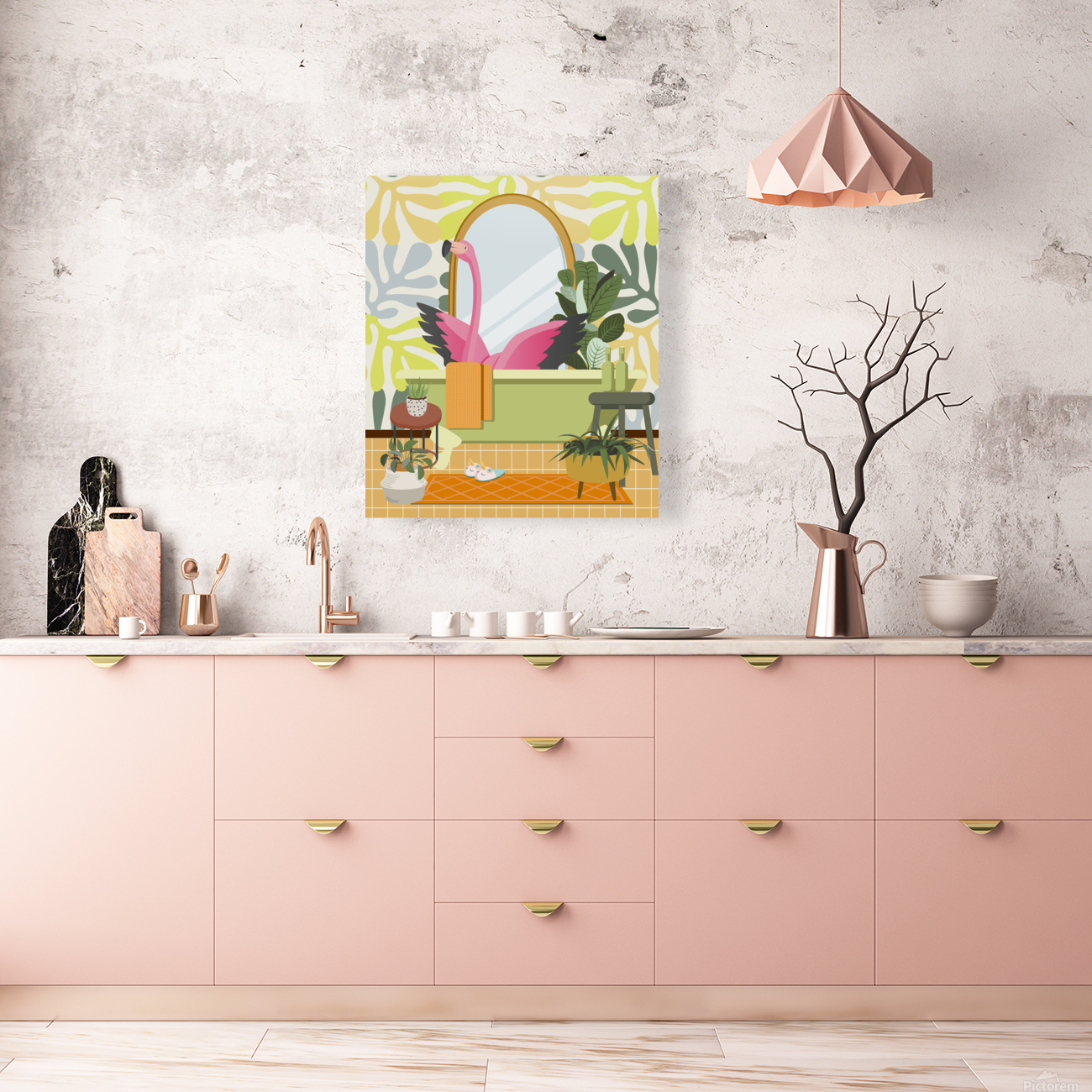 Flamingo Bathing Reproduction