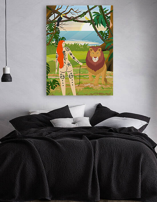 Boho Girl with Lion by Jania Sharipzhanova