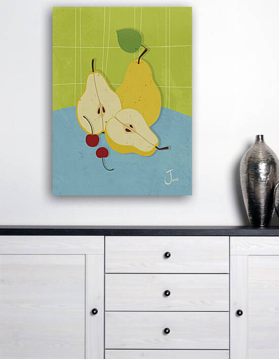 Three Pears Two Cherries by Jania Sharipzhanova
