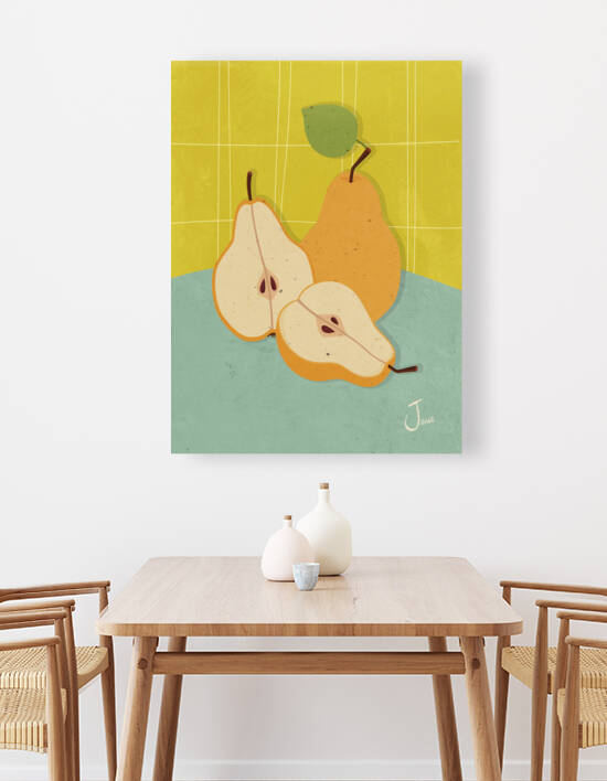 Pears on Blue by Jania Sharipzhanova