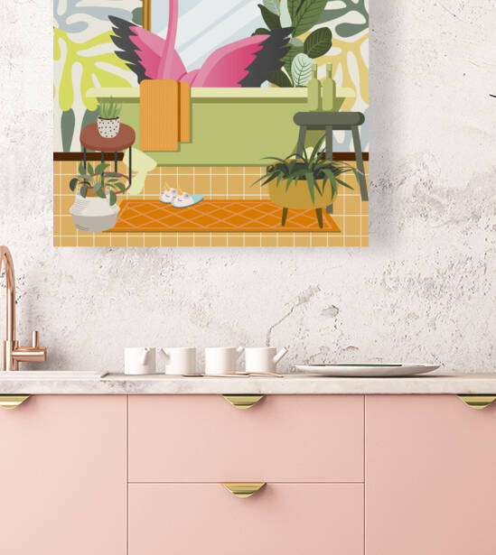 Flamingo Bathing by Jania Sharipzhanova