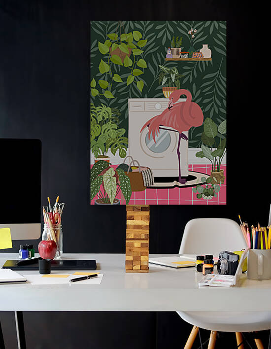 Flamingo in Tropical Laundry by Jania Sharipzhanova
