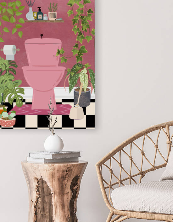 Pink Botanical Bathroom by Jania Sharipzhanova