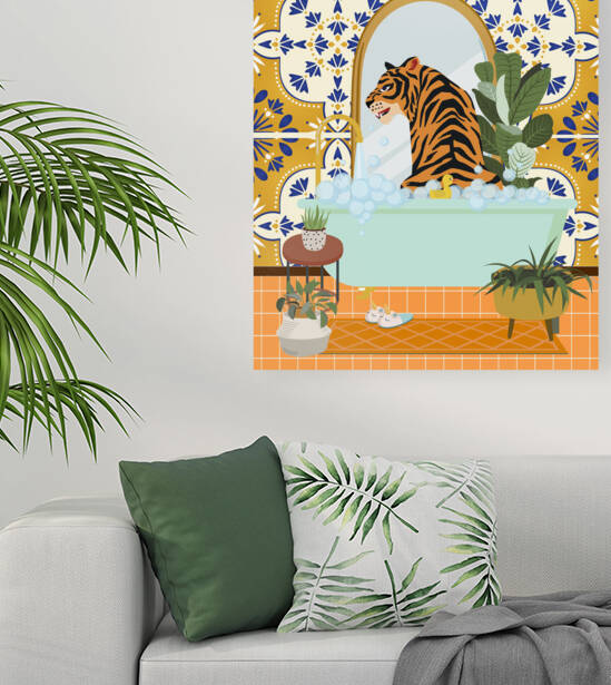 Tiger in Moroccan Bathroom by Jania Sharipzhanova