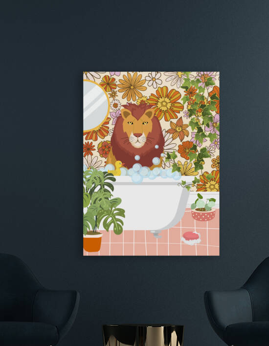 Lion in My Groovy Bathroom by Jania Sharipzhanova