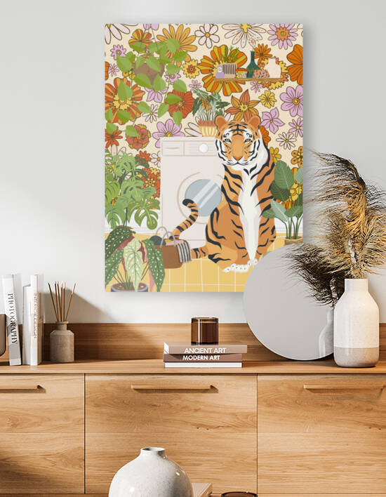 Tiger in My Groovy Laundry Room by Jania Sharipzhanova